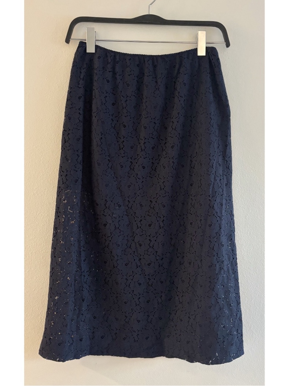 Old Navy Navy Blue Lace Overlay Midi Skirt Medium